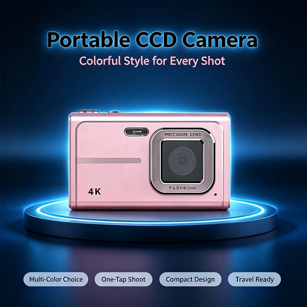 Retro Style Portable CCD Digital Camera Compact Point‑and‑Shoot Pocket Cam For Daily Life Travel Photo Shooting