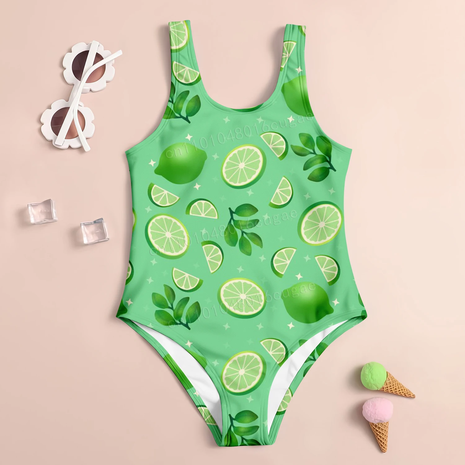سلسلة الفاكهة الملونة نمط ملابس السباحة الفتيات لطيف مريح قطعة واحدة ملابس السباحة الصيف الشاطئ الكرتون طباعة نمط ملابس السباحة #6