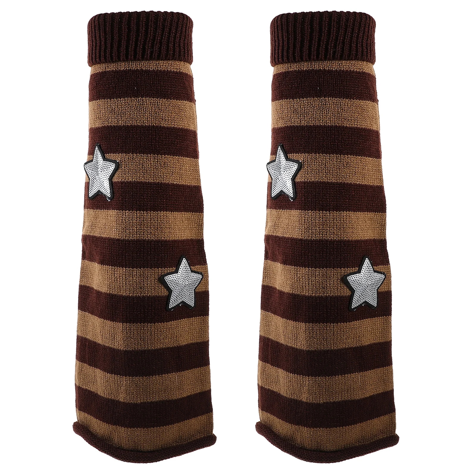 

1 Pair Knitted Leg Warmers Star Design Striped Warm Leggings Winter Autumn Slimming Effect Party Use Winters Knit Leg Warmers