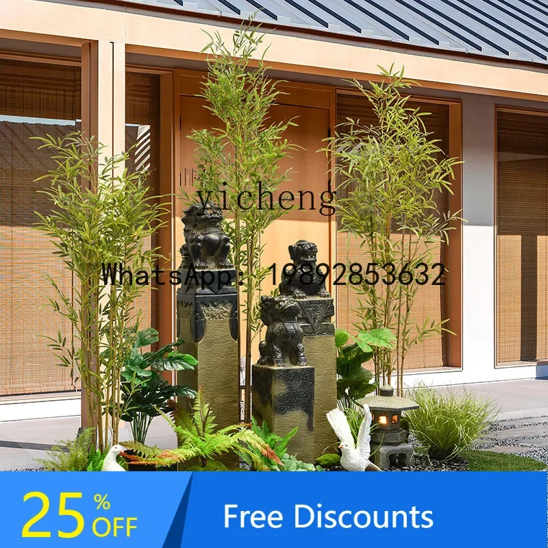 new Chinese-style antique stone lion tethered horse pile living room display garden garden landscaping decorative ornament