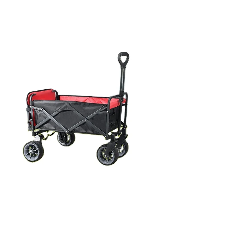 All Terrain Camping Wagon One Pull Folding Utility Cart Collapsible Four Wheel Outdoor Beach Picnic Transport Trolley
