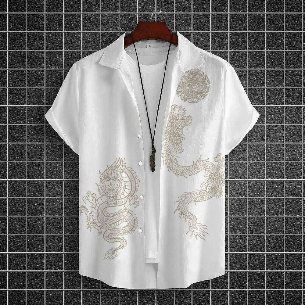 

Men's Shirts Short Sleeve Tops Dragon Graphic Clothing 3d Shirts 2024 Casual Fashion Streetwear Summer Apparel For Male Blouse