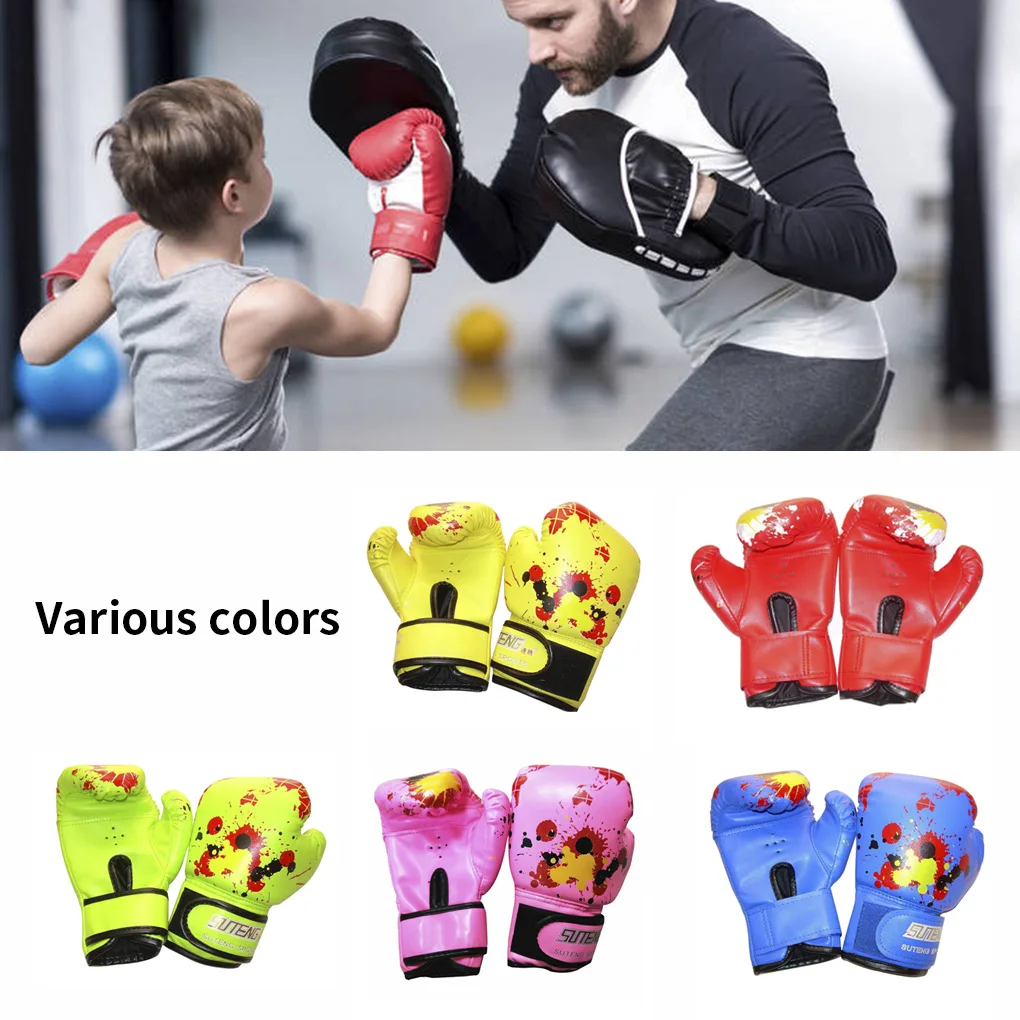 

Kids Boxing Gloves PU Leather MMA Fighting Sparring Gloves Professional Muay Thai Karate Glove Children Punching Training Mitts