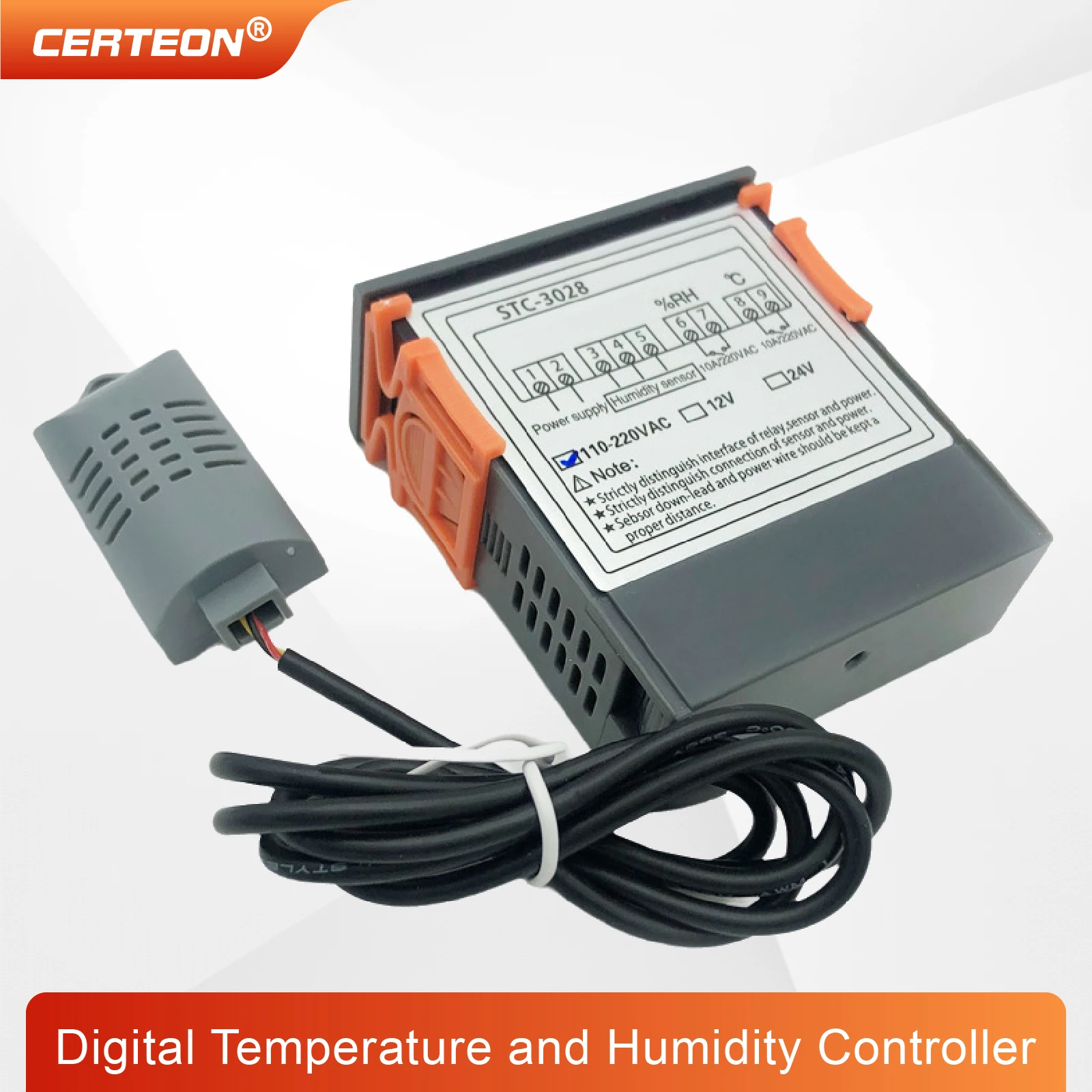 Controlador de termostato digital STC-3008/3028 display duplo relé duplo 12v/24v/220v interruptor controlador de temperatura e umidade