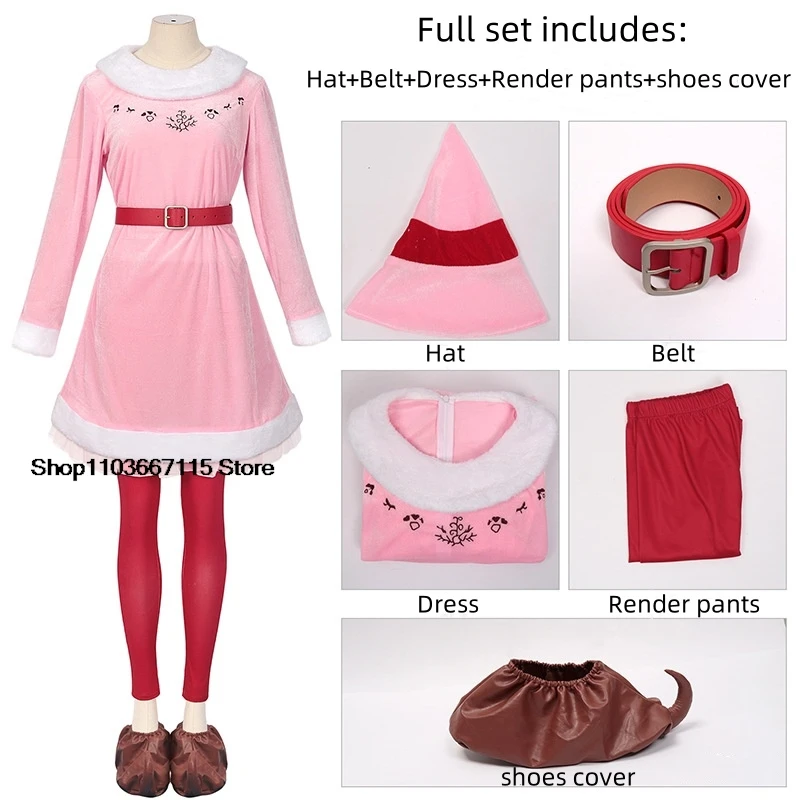 Buddy Elf Costume Christmas Costume Set With Pant Jacket Shoes Hat Belt Easy Cleaning Breathable Christmas Cosplay Party Outfits