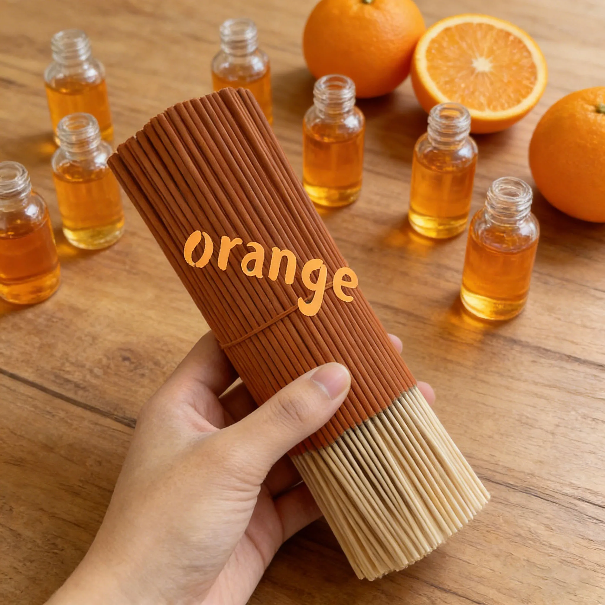 Hochwertige, natürliche Aromatherapie-Sticks mit Orangenaroma, erhältlich in Packungen mit 19/49/79/109/159 Stück, geeignet für die Luftreinigung im Haus, zur Förderung der Entspannung, für Yoga, Büro und Teestube – perfekt für Halloween, Weihnachten und andere Feiertage, Räucherstäbchen mit Orangenöl. – Detail 7