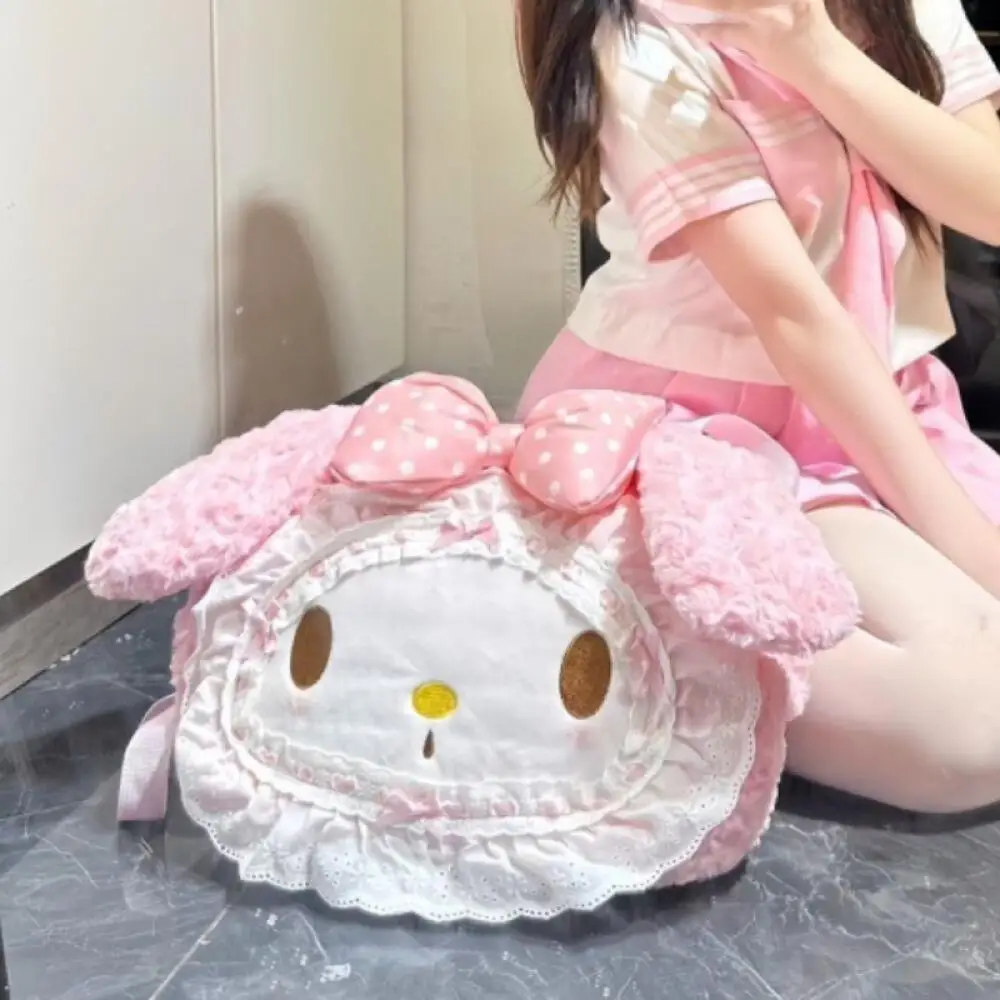 Kawaii Sanrio Melody Pluche kanten rugzak Meisje schoudertas met grote capaciteit student anime cartoon schooltas Vriend verjaardagscadeau