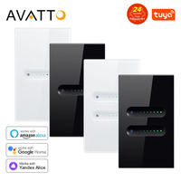 AVATTO Tuya WiFi/Zigbee Smart Dimmer Switch US 1/2 Gang Touch Light Switch Glass Panel APP Remote Control For Alexa Google Home