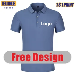 Elike-Polo de poliéster con logotipo personalizado para hombre y mujer, Camiseta con estampado de grupo, diseño de empresa, 9 colores, bordado superior, texto de marca, ropa transpirable