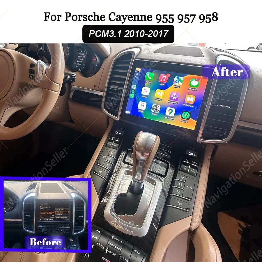 

For Porshe Cayenne 955 957 958 Aftermarket Radio Wireless Carplay Screen Multimedia Youtube Spotify Netfix Bluetooth Wifi RDS FM