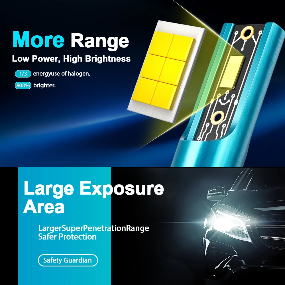 2PCS Car Lights H7 H4 H1 9006 H11 9005 H8 H9 Super Bright 50000Lm LED Headlights High Low Beam Fog Light Bulb White 6000K 12V - view 3