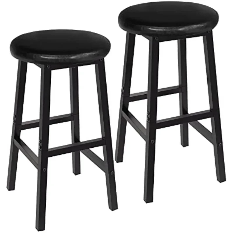 바 의자, 바 의자 2개 세트, 24인치 PU 덮개를 씌운 높이 의자, 발판이 있는 주방 아침 식사 의자,