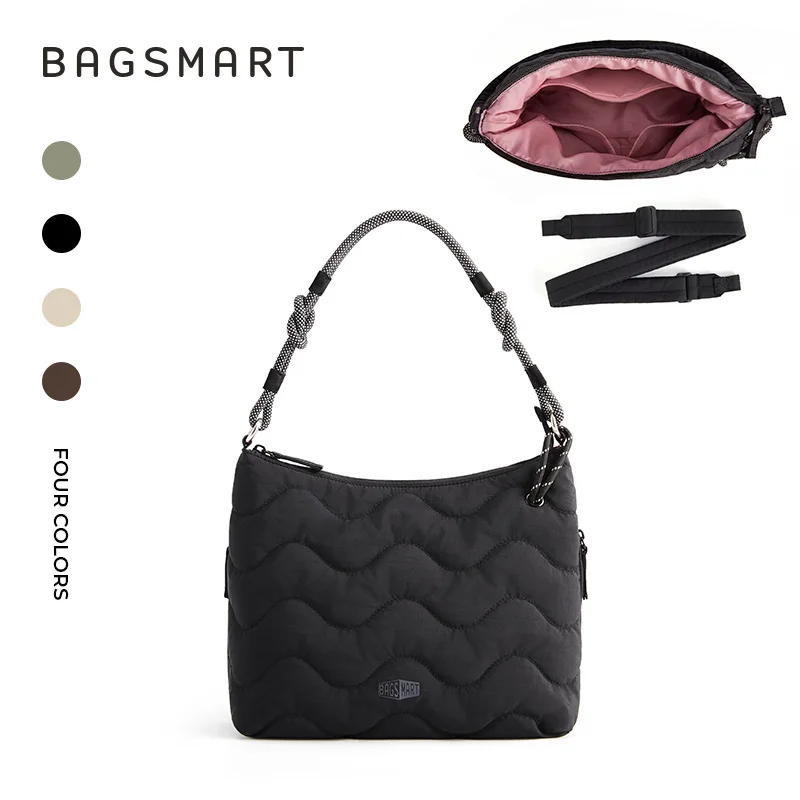 BAGSMART Damen-Umhängetasche, leichte Umhängetasche aus weichem Stoff, Handtasche mit mehreren Taschen, für Schule, Arbeit, Freizeit – Detail 9