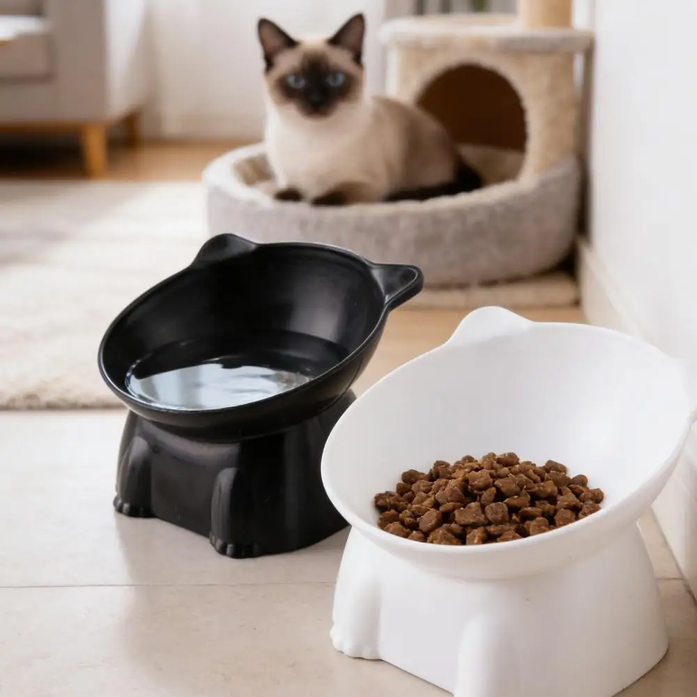 New Cat Bowl Large-capacity Large-diameter Plastic Pet Food Bowl Neck Protection Tilted Edge Protect Whiskers For Cat And Dog