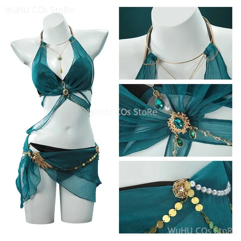 Игра Naraka: Bladepoint Косплей Canaan Косплей Костюм Купальный костюм Женский комплект нижнего белья Холтер Топ Юбка Стринги Рукава Сексуальный костюм