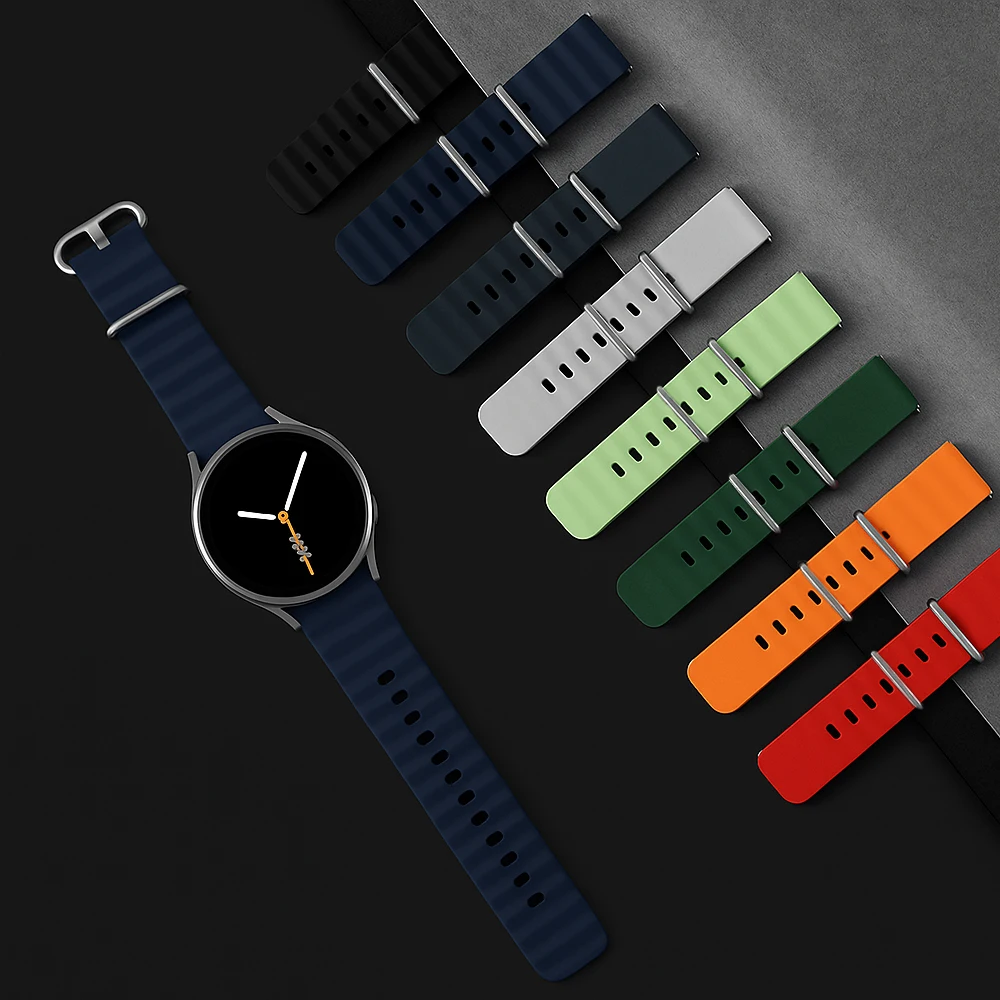 المحيط الفرقة لساعة سامسونج جالاكسي 8 44 مللي متر 40 مللي متر 46 مللي متر معصمه حزام سيليكون الرياضة سوار كوريا غالاكسي ساعة 8 حزام كلاسيكي