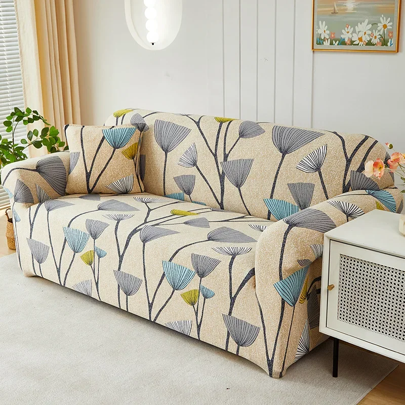 Printing Flower Armest Sofa Slipcover Fully Wrap Non-slip Couch Cover Furniture Protector Bedroom Office Living Room Home Decor