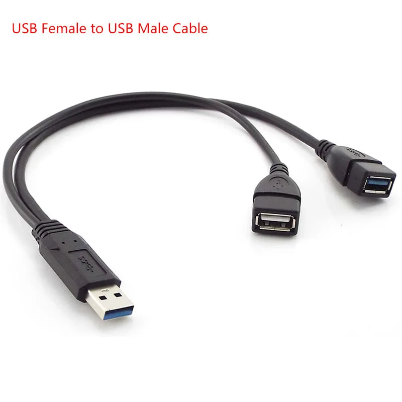 

USB 3.0 Female to Dual Male Extra Power Data Y Extension Cable Line Wire With Power Supply for 2.5-inch Mobile Hard Drives C2