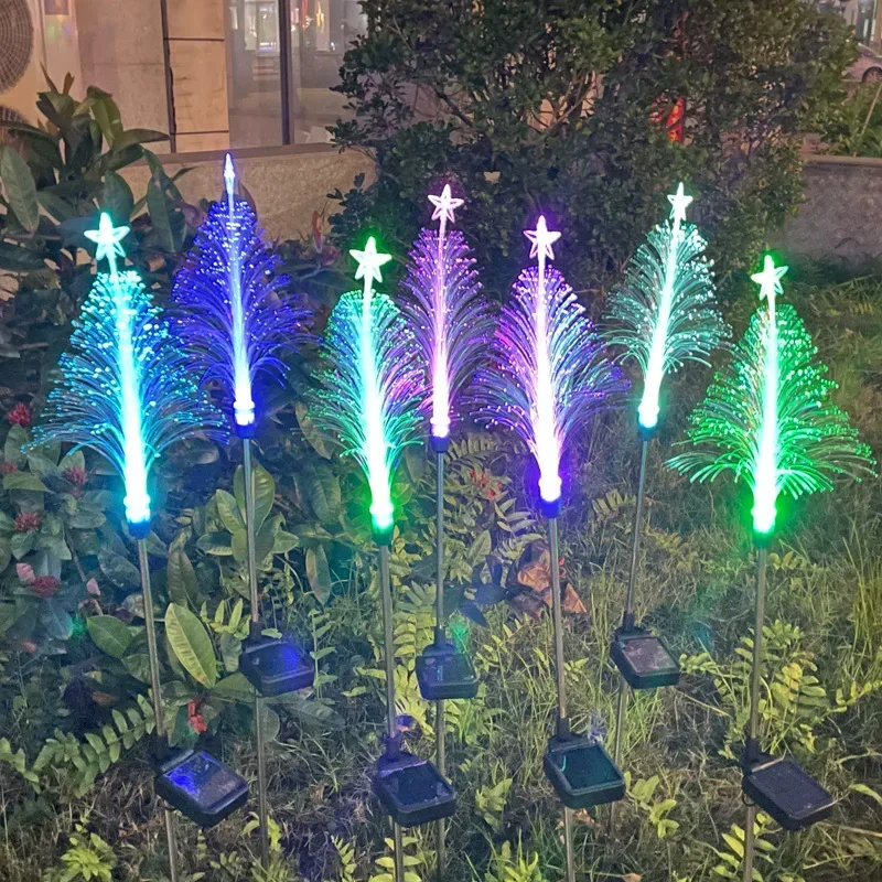 7 Color Changing Solar Christmas Tree Lights Fiber Optic Waterproof LED Outdoor Garden Patio Yard Holiday Decoration