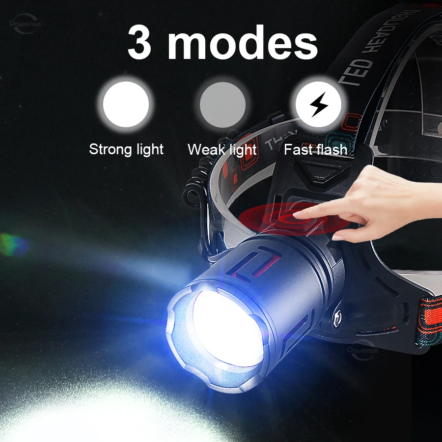 76000000LM Ultra Powerful LED Headlamp Super Bright Long Range 5km Head Flashlight Rechargeable Led Head Lantern Fishing Hunting