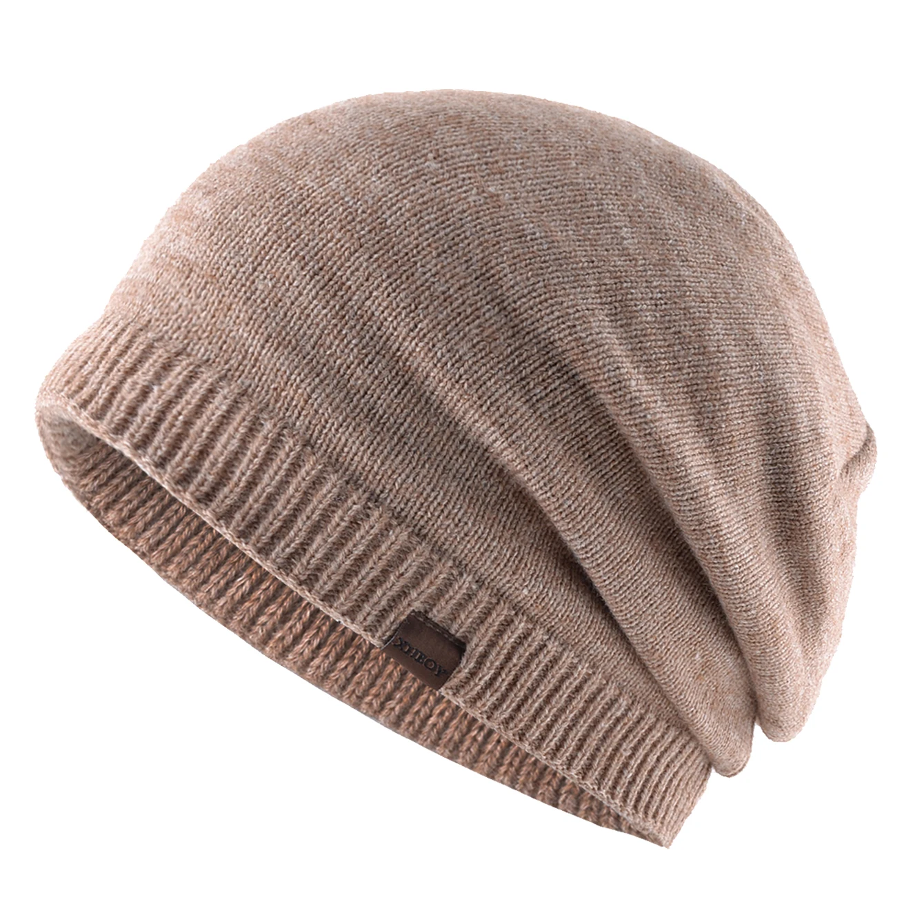 Winter Gestrickte Beanie Einfarbig Stricken Wolle männer Dicke Hüte Im Freien Warme Ski Mützen Für Männer Doppel Schichten Mit Samt