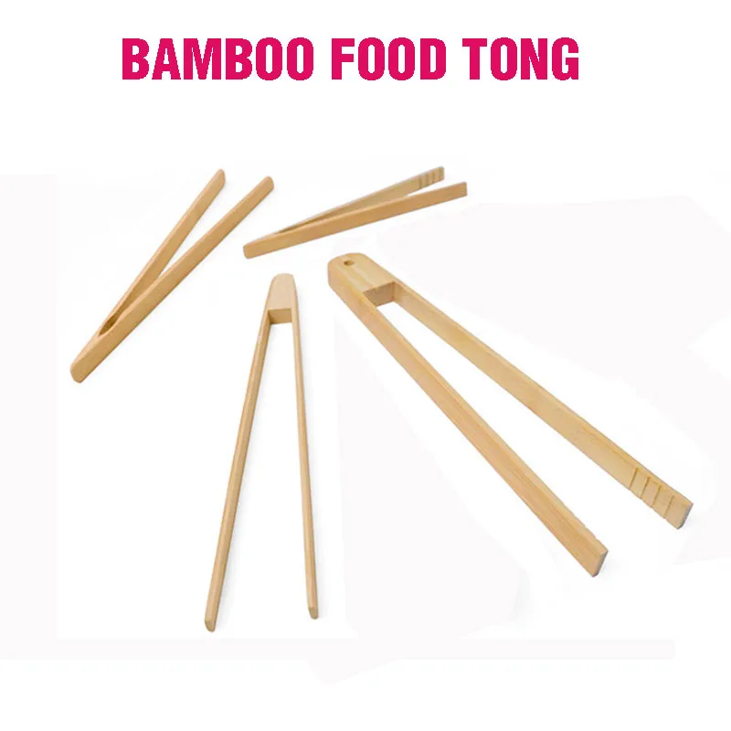 Bamboo Kitchen Tool Food Tong Bamboo Toaster Pasta Tong Salad Clips for Plate Presentation Multi Purpose Natural Tableware