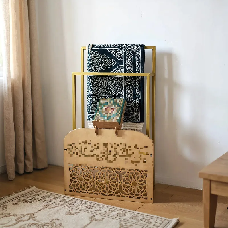 New Middle East Wooden Prayer Book Stand - Prayer Mat Storage Rack Multi-functional Organizer Home Decor Ornament