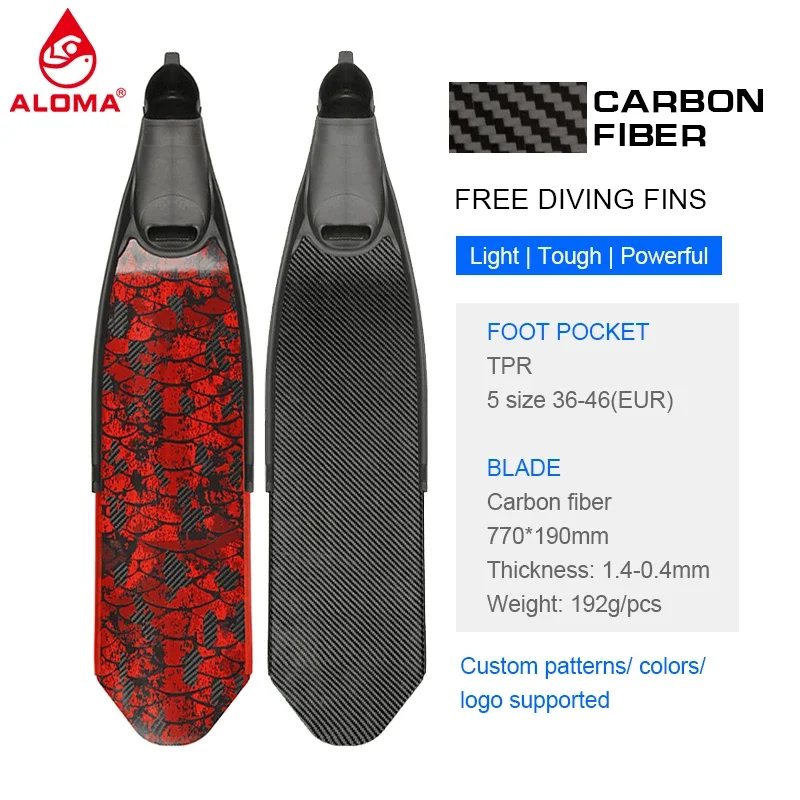 foot pocket long fins CE certified 5 sizes full foot diving flipper pure carbon fiber freediving fins