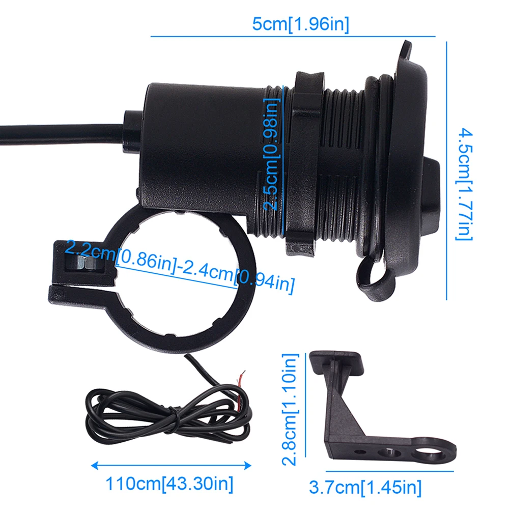 

Motorcycle USB Dustproof Power Supply Extension Socket for Phones Tablets GPS ATV Accessories Car Charging Device