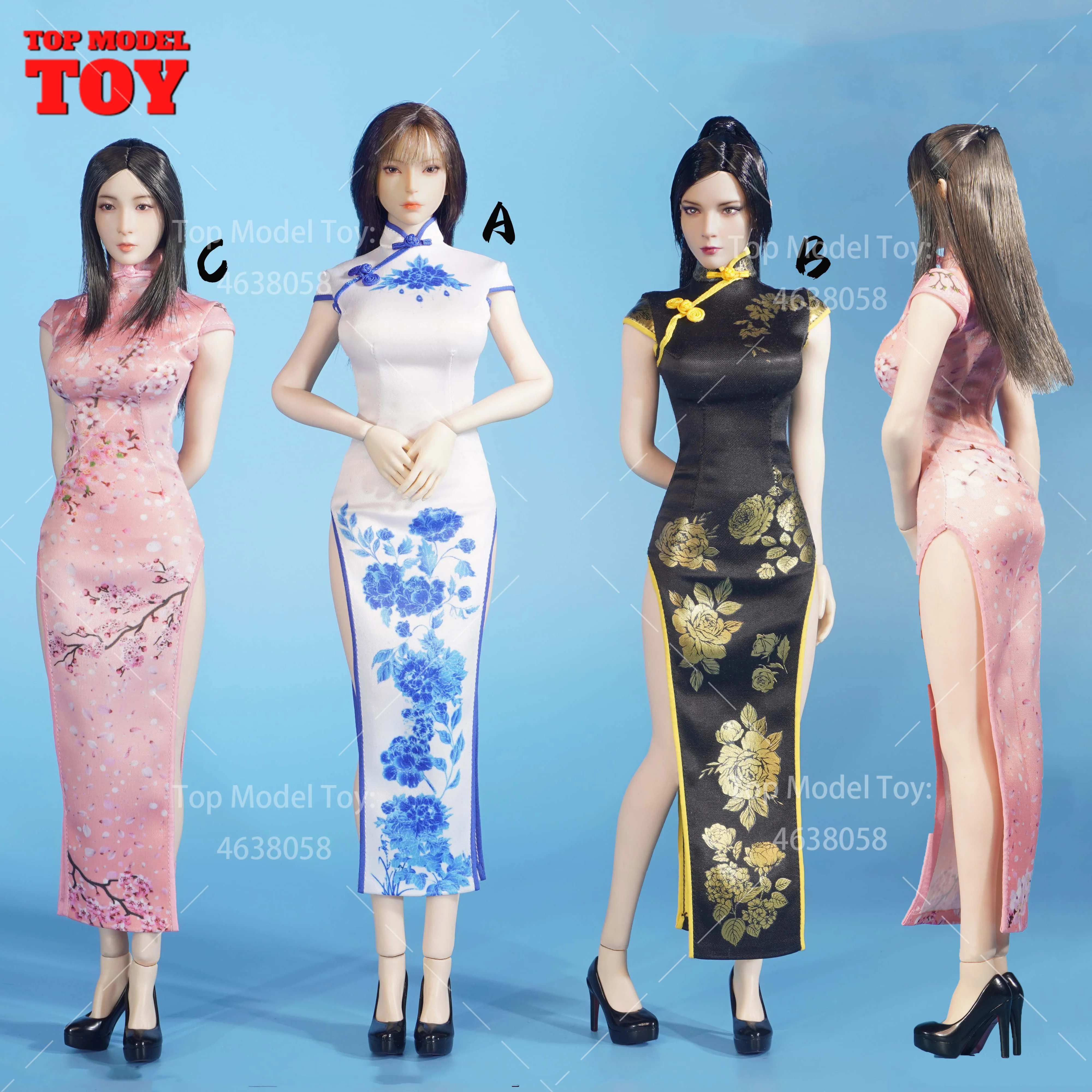 

SA Toys SA051 1/6 Scale Chinese-style Printed Cheongsam Female Clothes Model Fit 12'' TBL S10D S52A Soldier Action Figure Body