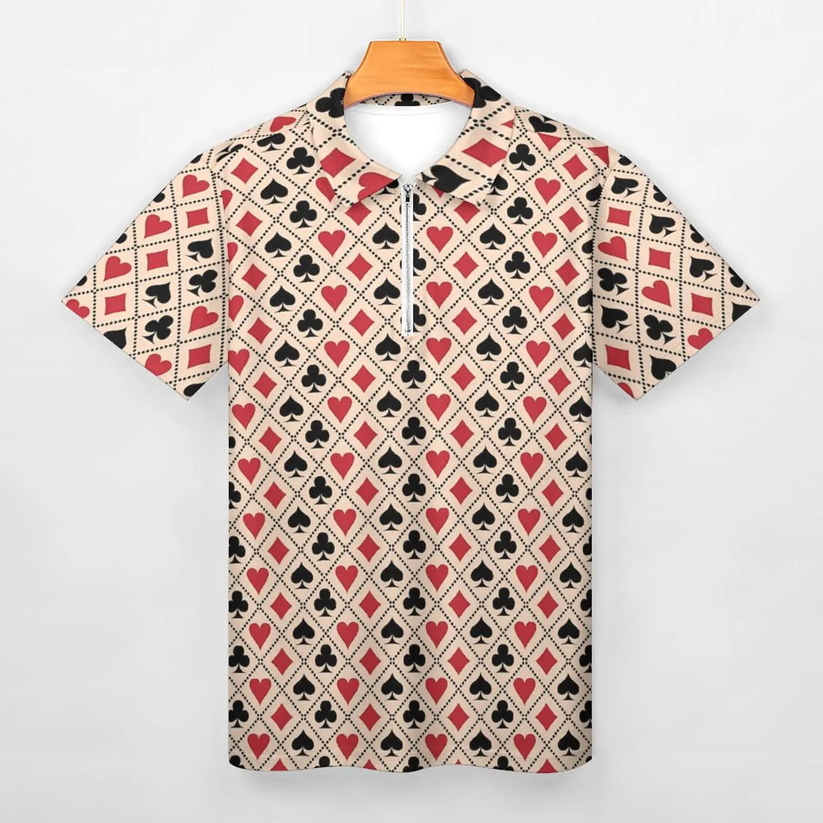 Playing Cards Polo Shirts Heart And Club Casual Shirt Beach Fashion Male Short Sleeve Collar Design T-Shirts