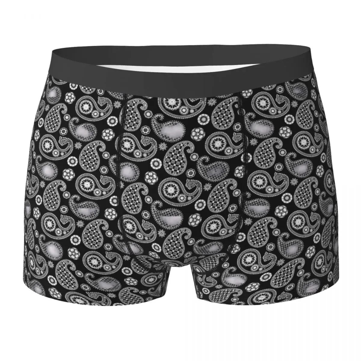 Ropa interior con estampado de Paisley, calzoncillos Boxer personalizados en blanco y negro, calzoncillos masculinos Trenky, pantalones cortos elásticos, calzoncillos de regalo