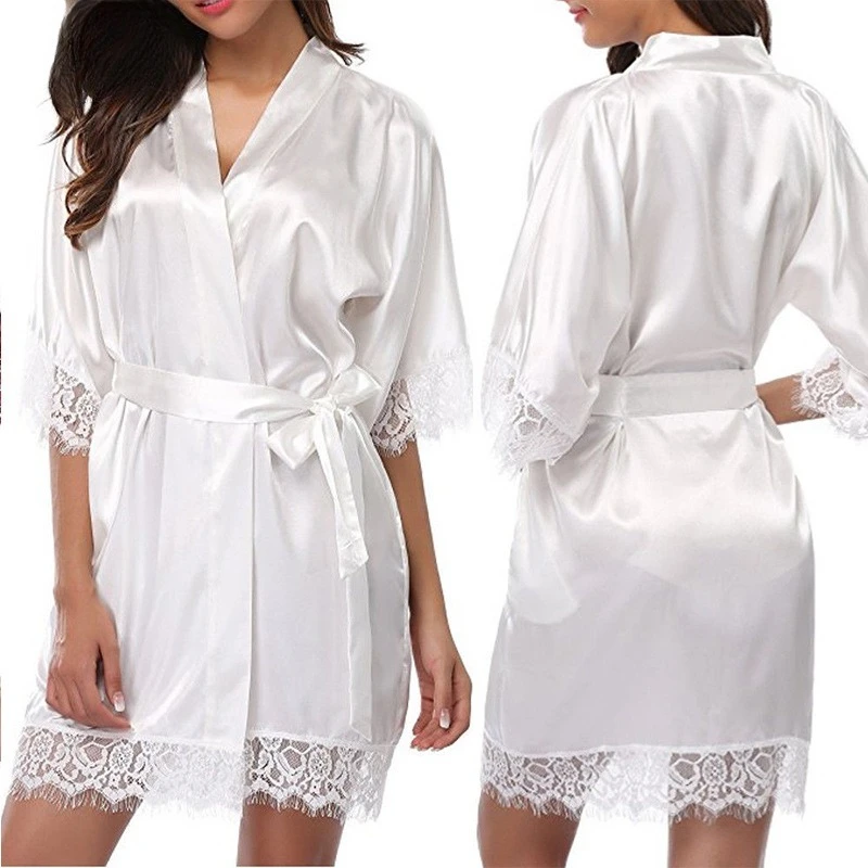Women's Nightgowns  Bathrobe  Sexy Lingerie  Silk-like Satin Oversized Nightgown  Sleeping Clothes  with Belt    Robes for Women