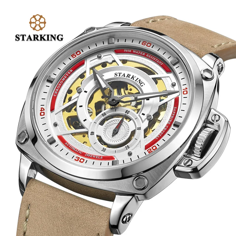 

STARKING Automatic Sports Movement Men's Watch, Sapphire Glass Mechanical Watch 2024 Waterproof Luxury Luminous Watch Men