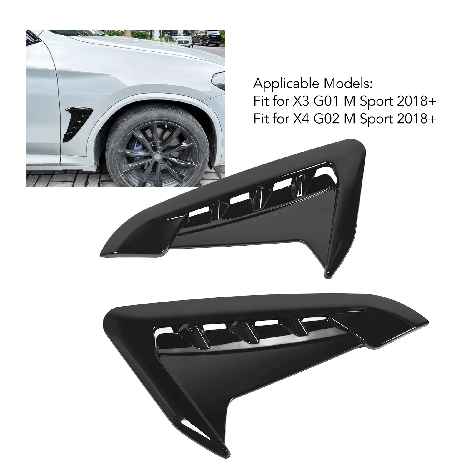 Car Side Vent Trim High Strength Fadeproof Left Right Lightweight Marker Mudguard Side Wing Trim for X3 G01 X4 G02 M Sport