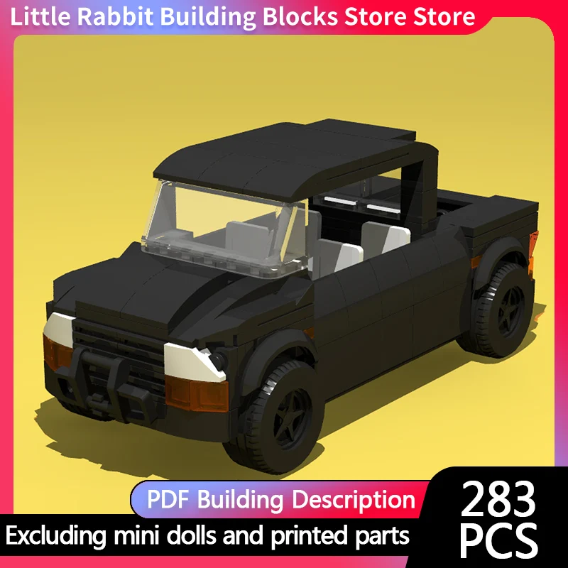 Speed Racing Car Model MOC Building Bricks Black Pick-Up Truck Modular Technology Children Holiday Gifts Assemble Toy Suit