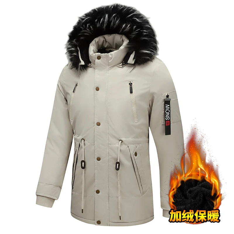 

Новые зимние мужские облегающие парки средней длины, мужская ветрозащитная толстая куртка с капюшоном, мужские большие повседневные зимние парки, мужские модные пальто