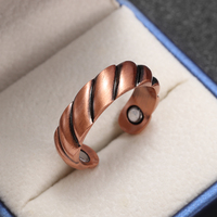 Vintage Copper Geometric Braided Twisted Open Ring for Women and Men Magnetic Healing Joint Pain Ring Healthy Jewelry Gift