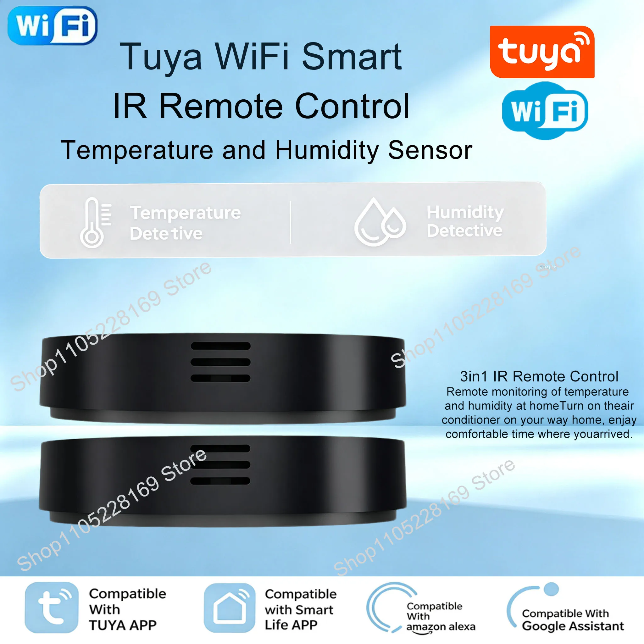 Tuya WiFi 3-in-1 IR Remote with Temp Humidity Sensor Universal Infrared Controller for AC TV DVD Support Alexa Google Assistant