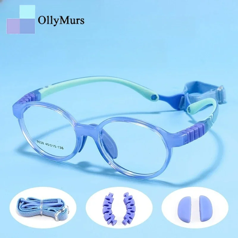 

OLLYMURS Сверхлегкая удобная детская оправа для очков для мальчиков, винтажные круглые гибкие оптические детские очки по рецепту для девочек