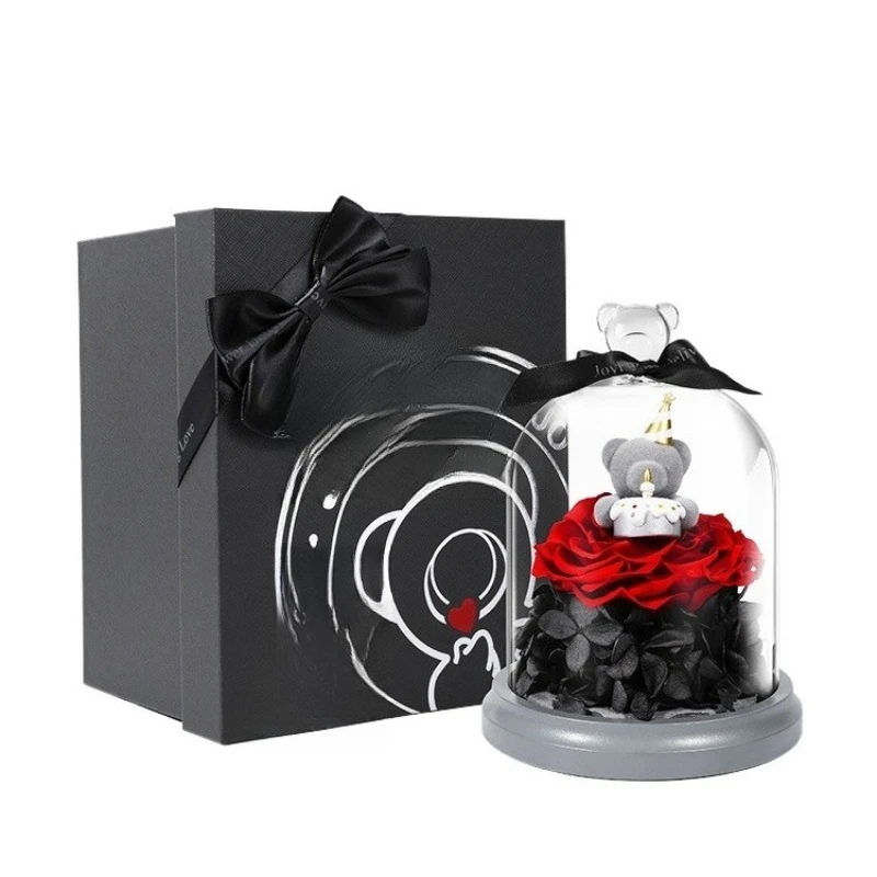 

Happy Birthday Bear Hanhan Eternal Flower Rose Birthday Gift for Girls Friends Girls
