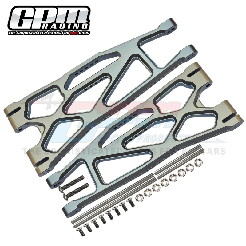 Brazos inferiores extendidos delanteros y traseros de aluminio GPM 6061-T6 para TRAXXAS 1/5 4Wd x-maxx