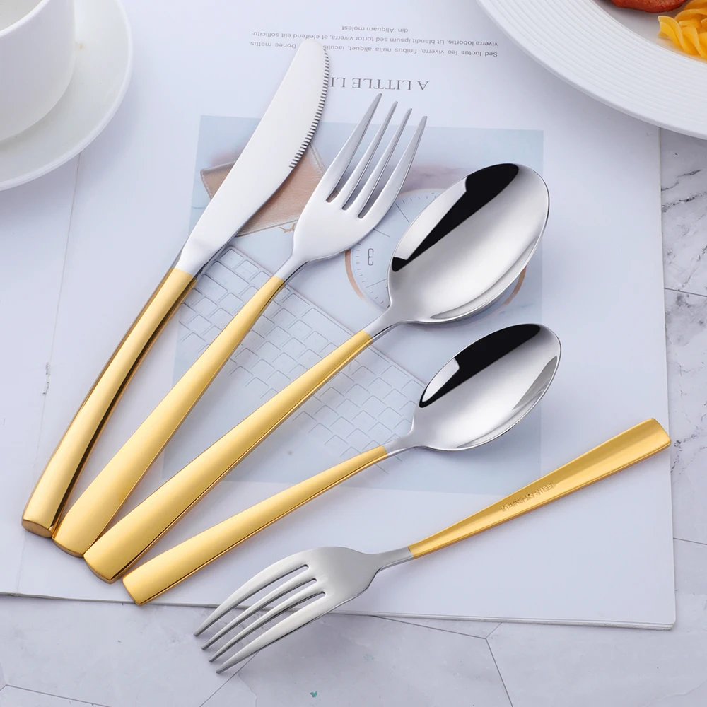 5/20Pcs Rainbow Dinner Set Wedding Travel Cutlery Set Stainless Steel Colorful Dinner Knife Fork Scoop Rainbow Dinnerware Set