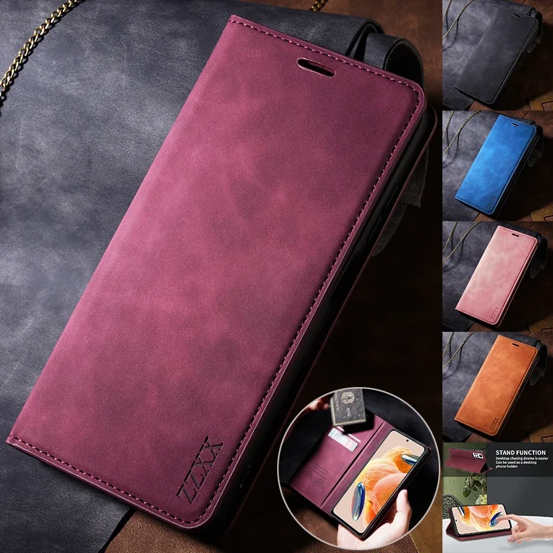 Wallet Skin Friendly Magnetic Flip Card Leather Case For Xiaomi Redmi 13C 12 12C 10C Note 13 12S 11 10 9 Poco C65 X6 M6 Pro 13T