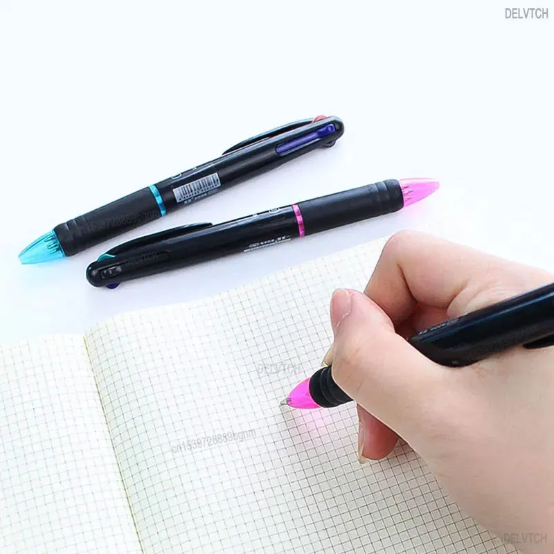 12Pcs Set MultiColor Ballpoint Pen 4in1 Color Retractable Ball Pens Bullet Tip For Office School Writing Signature Stationery