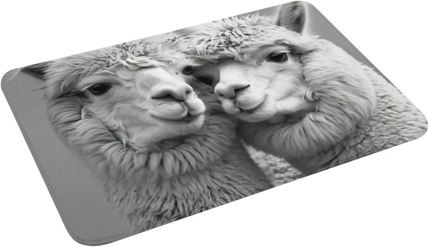 

I Love Alpacas Print Front Door Rug for Indoor Outdoor Entrance,Welcome Mat with Flannel Fabric