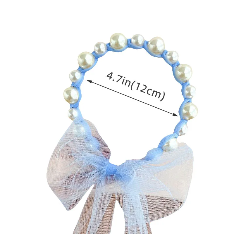 귀여운 어린이 진주 리본 머리 고리 한국어 달콤한 메쉬 활 공주 소녀 모자를 쓰고 있죠 키즈 Hairbands 요정 헤어 액세서리