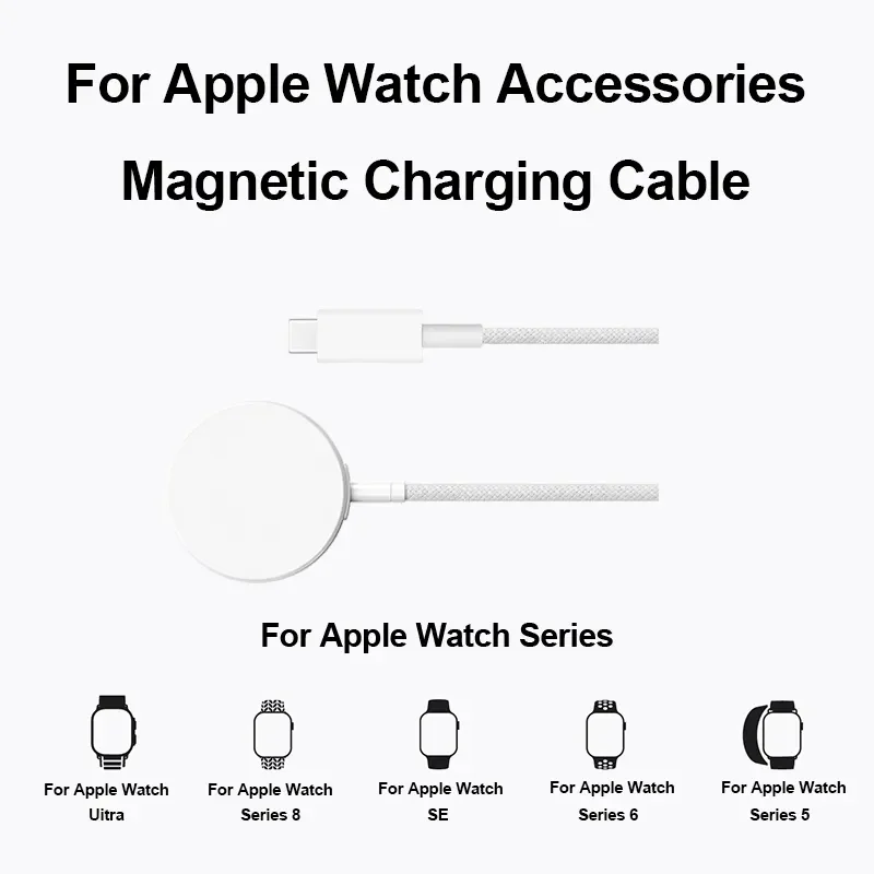 1M Magnetic Wireless Charger for iWatch 8/7/6/5/SE USB C Portable Fast Charging Station for Apple Watch Series Ultra 8 7 6 SE 5