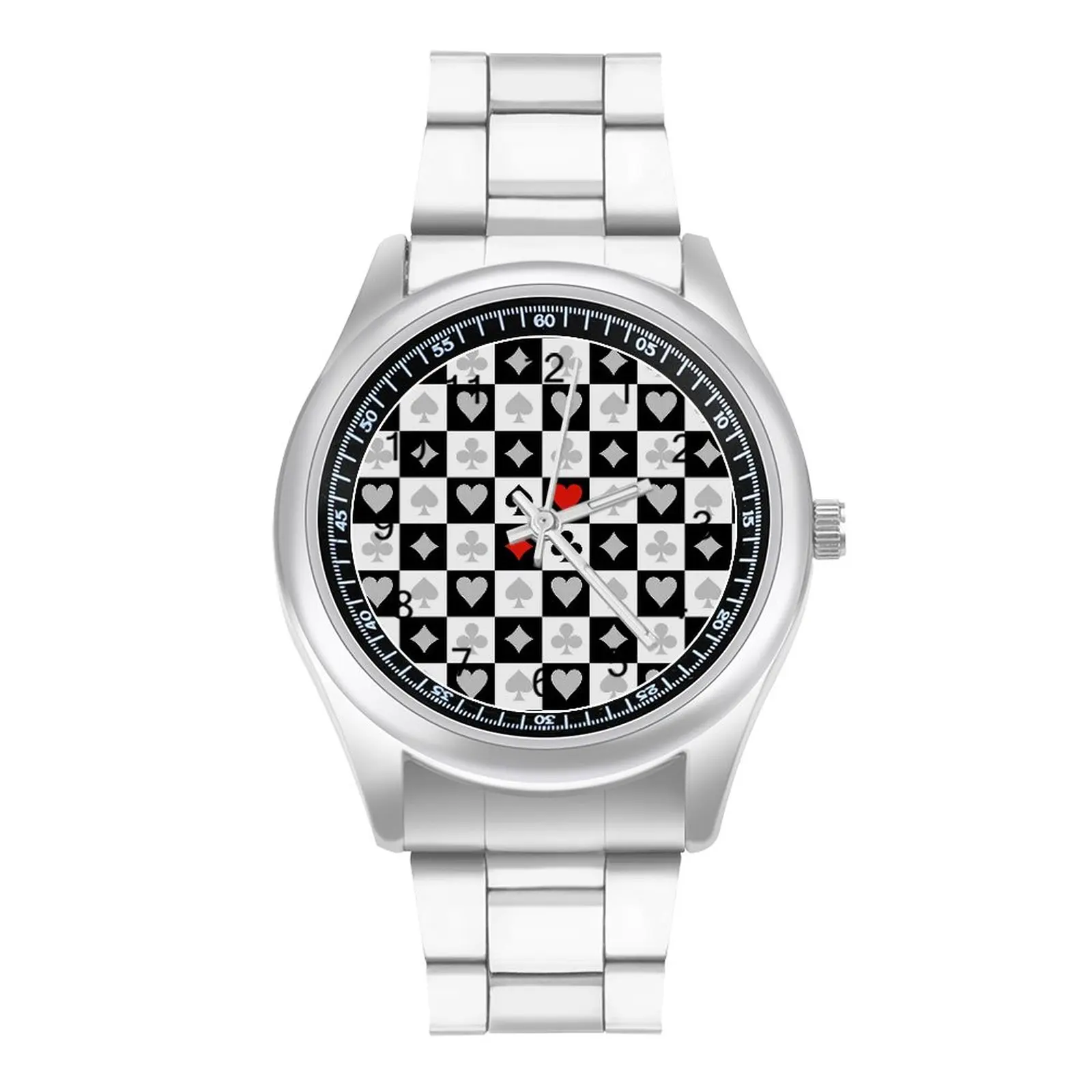 

Heart Pattern Quartz Watch Poker Card Design Funny Wrist Watch Stainless High Class Fitness Men Wristwatch