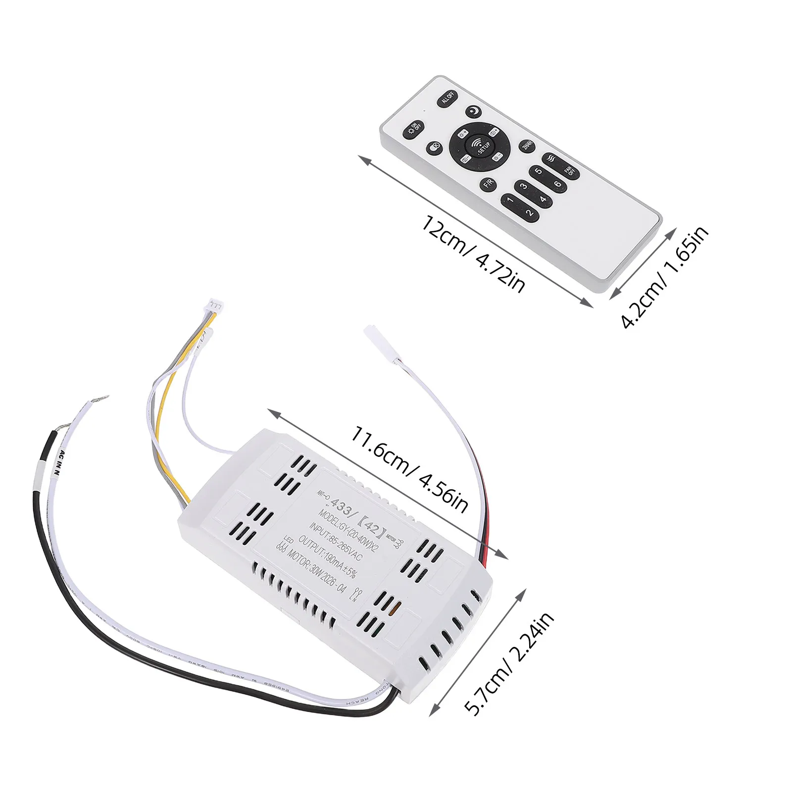 1Set Dc Ceiling Fan Remote Control Kit Wireless Fan Light 6 Speeds Dimming Controller Receiver for Home Office Bedroom Study